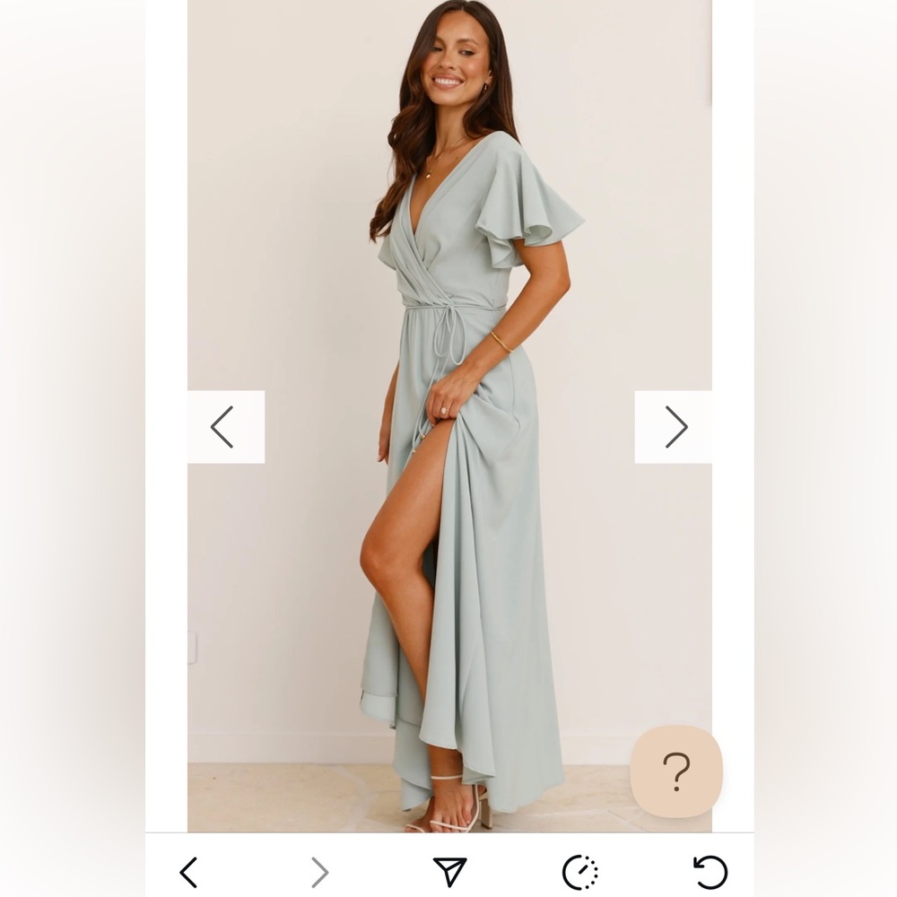 Chic Light Blue Maxi Dress with Flutter Sleeves